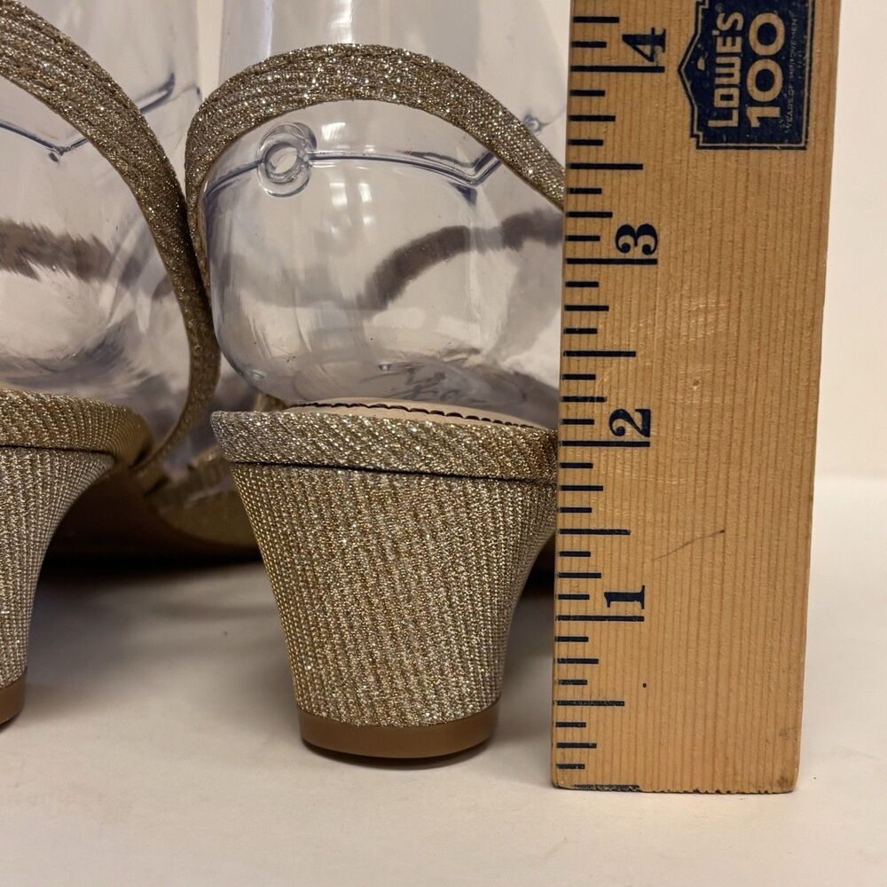 LifeStride Shoes Womens 10M Gold Minimalist Glitter Slingback Block Heels NEW - Picture 7 of 12